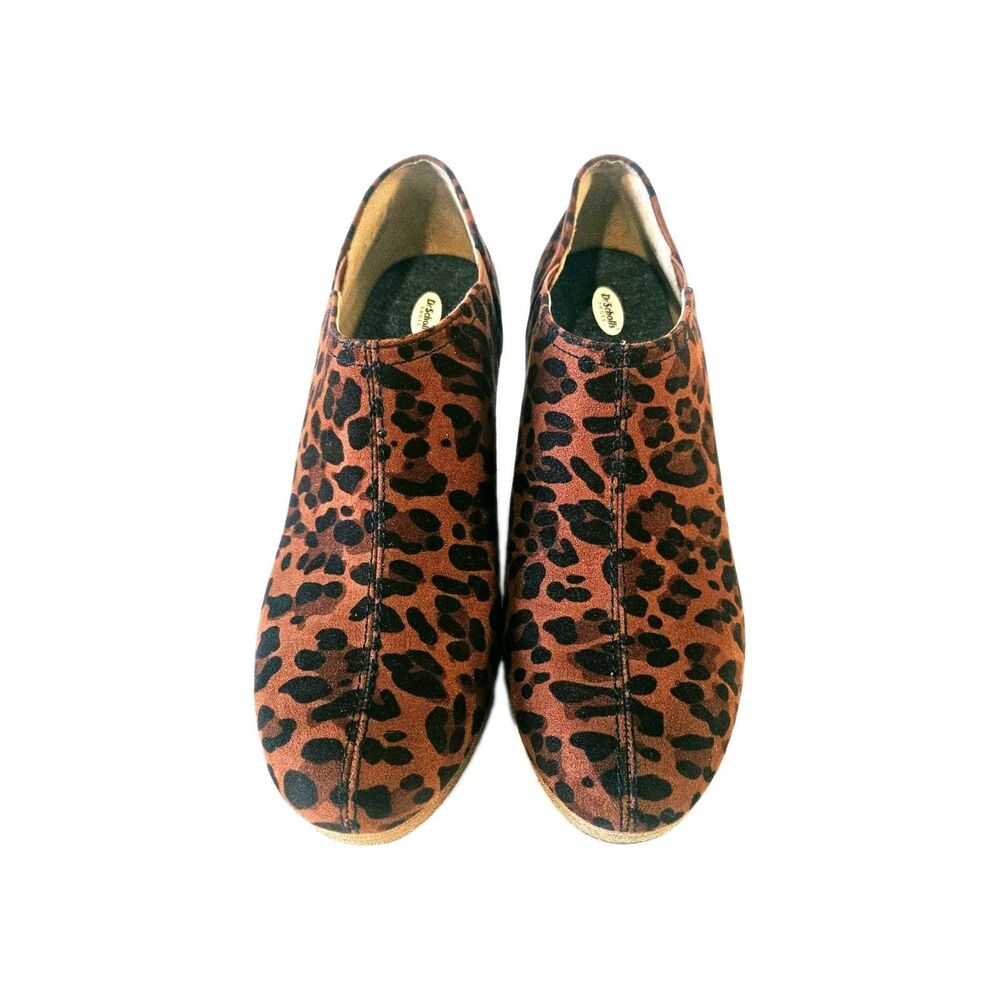 Dr. Scholl's Women's Leather Animal Print Slip-On Wedge Ankle Bootie 9